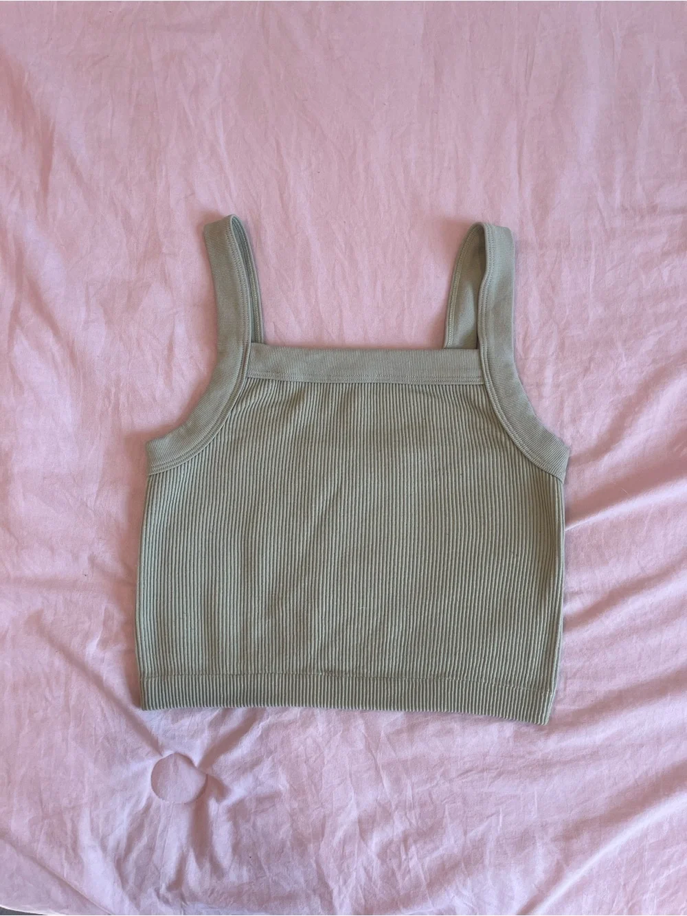 Cotton On Ribbed Square Neck Tank - Light Sage - Picture 1 of 3